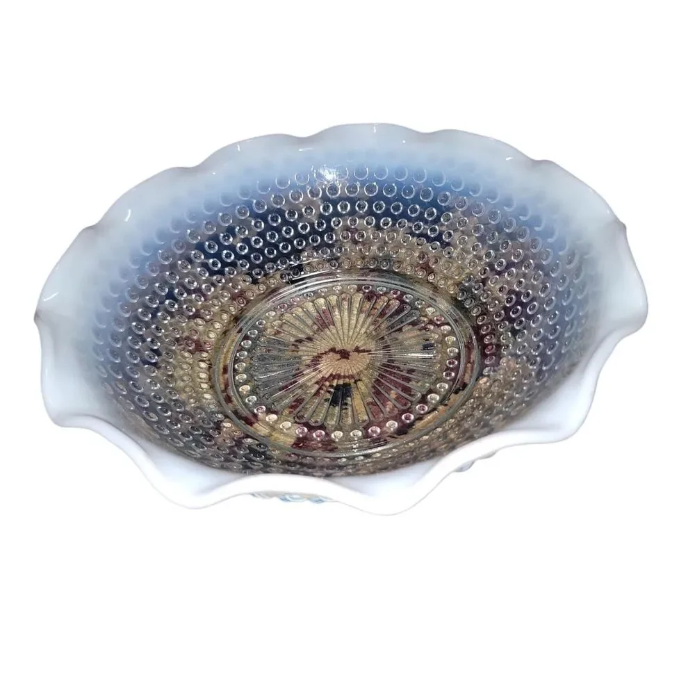 Hobnail Moonstone Opalescent Glass 9.5